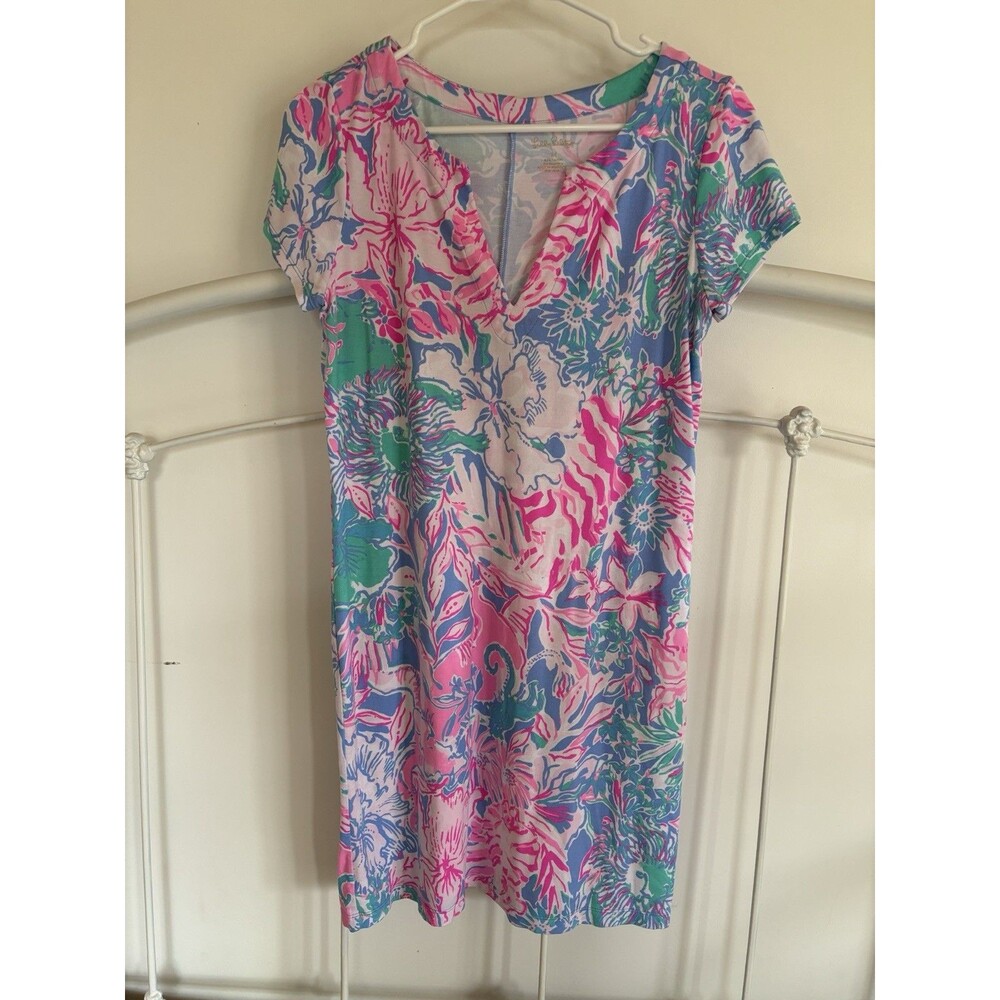 Lilly Pulitzer midi dress colorful cruise vacay Viva La Lilly Sophialetta Medium